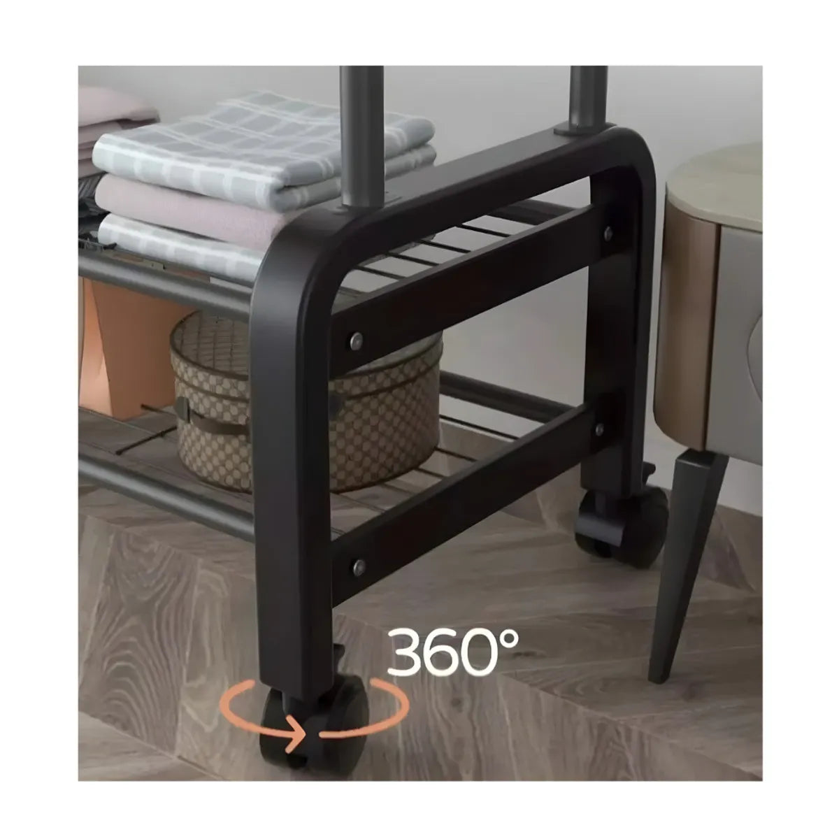 Perchero Zapatero Doble Alta Resistencia 48kg Multifuncion Color Negro Con Ruedas